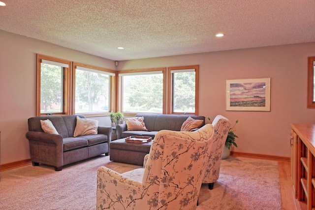 13334 Silverod Ct NW, Andover, MN 55304 - living area with light carpet, recessed lighting, and a textured ceiling