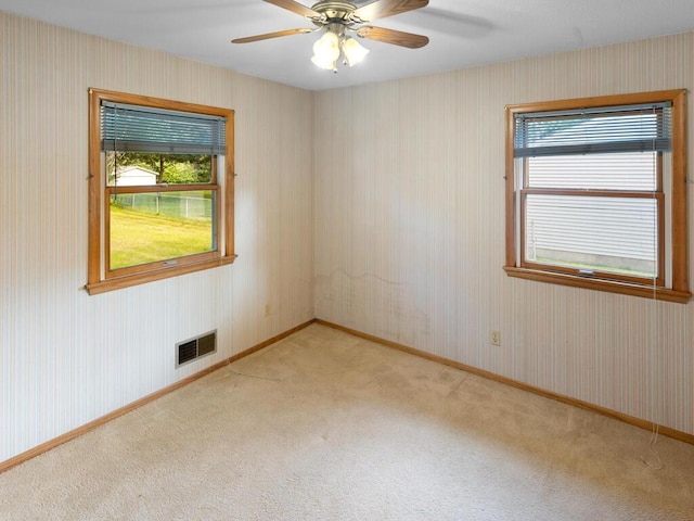 11827 Douglas Dr N, Champlin, MN 55316 - unfurnished room featuring healthy amount of natural light, light carpet, and a ceiling fan