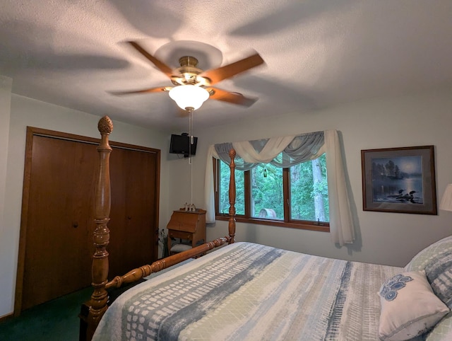 75767 Gooseberry Ln, Bancroft Twp, MN 56007 - carpeted bedroom with ceiling fan and a closet