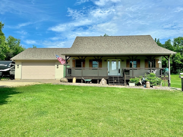 2161 170th St, New Richmond, WI 54017 - view of front of property featuring a porch, a garage, a front lawn, driveway, and roof with shingles