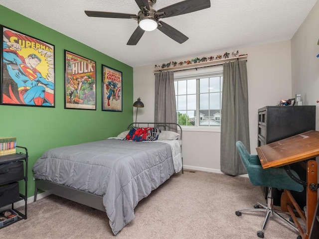 910 Burton Cir, Montrose, MN 55363 - bedroom with carpet, an office area, ceiling fan, and a textured ceiling