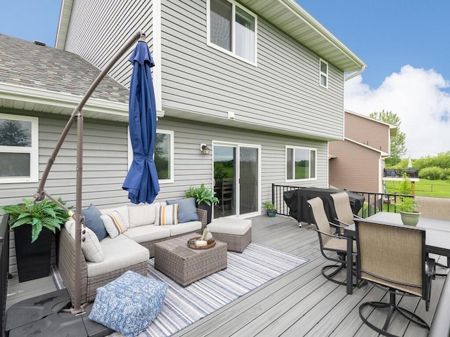 910 Burton Cir, Montrose, MN 55363 - wooden deck with outdoor lounge area, outdoor dining area, and grilling area