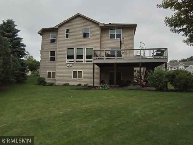 6640 Fountain Ct N, Maple Grove, MN 55311 - rear view of property featuring a lawn and a wooden deck