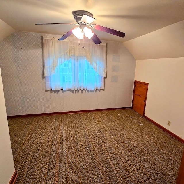 808 5th St SW, Pipestone, MN 56164 - bonus room featuring vaulted ceiling, carpet floors, and ceiling fan