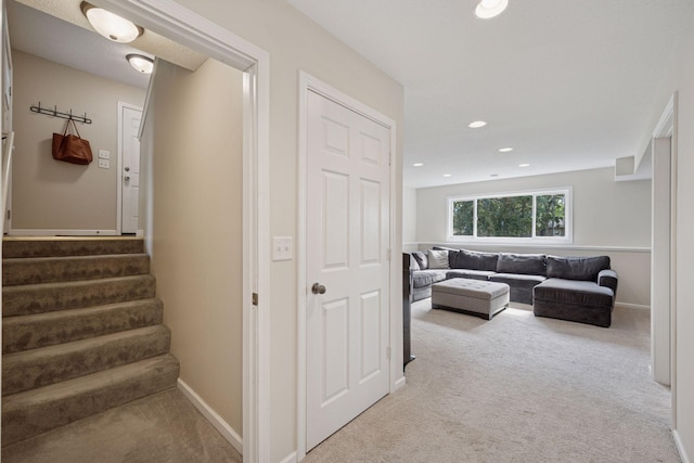 6520 Nathan Ln N, Maple Grove, MN 55369 - stairway featuring carpet floors and recessed lighting