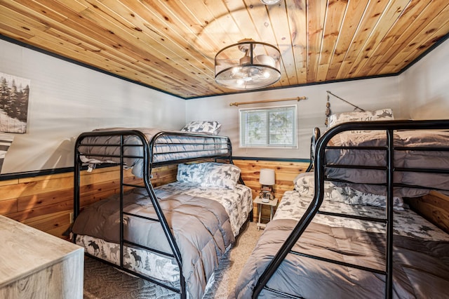51122 Long Point Pl, Mcgregor, MN 55760 - carpeted bedroom featuring wooden ceiling and wood walls