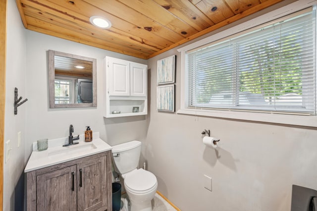 51122 Long Point Pl, Mcgregor, MN 55760 - bathroom with vanity, wood ceiling, and recessed lighting