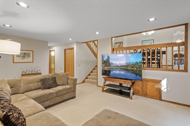 11409 Bren Rd, Minnetonka, MN 55343 - living area featuring carpet, recessed lighting, and stairway