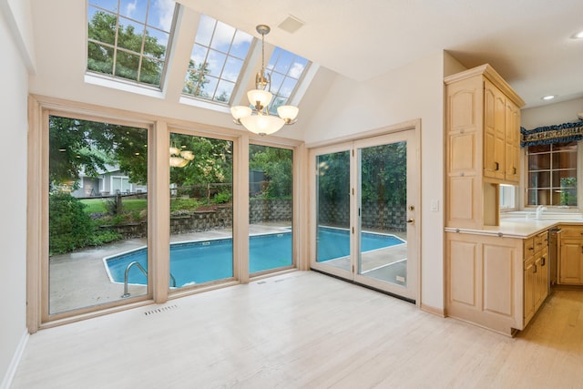 7005 Valley View Rd, Edina, MN 55439 - view of swimming pool with a chandelier and a sink