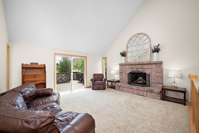16391 Adret Ct, Eden Prairie, MN 55346 - carpeted living area with a fireplace and high vaulted ceiling