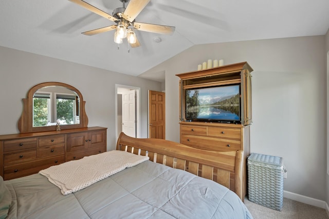 27858 Nathan Ln, Chisago Lake Twp, MN 55045 - bedroom with vaulted ceiling, carpet floors, and a ceiling fan