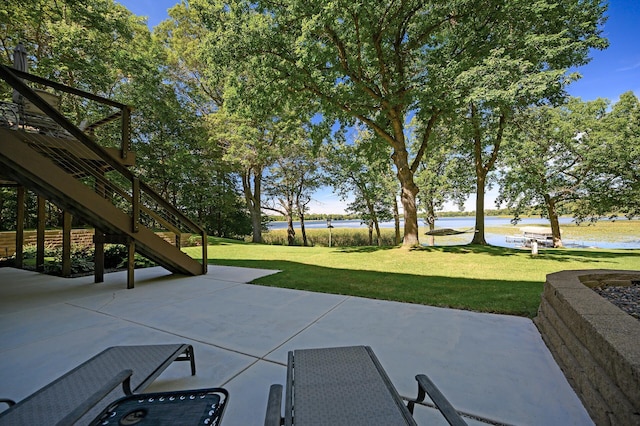 27858 Nathan Ln, Chisago Lake Twp, MN 55045 - view of patio with a water view and stairway
