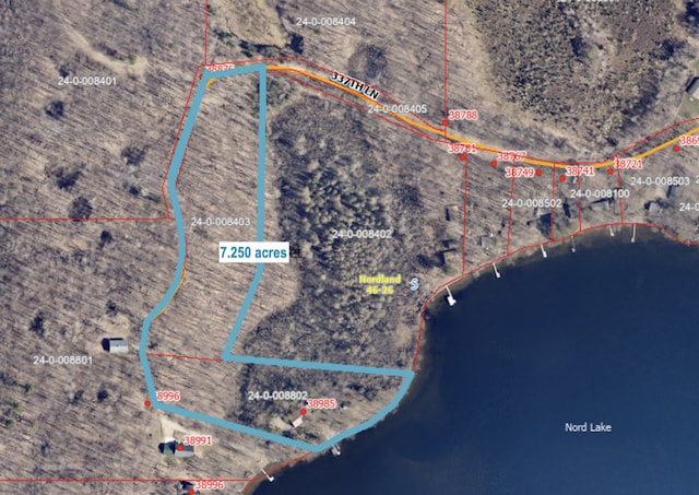 38985 337th Ln, Aitkin, MN 56431 - aerial map of property and surrounding area featuring property boundaries highlighted