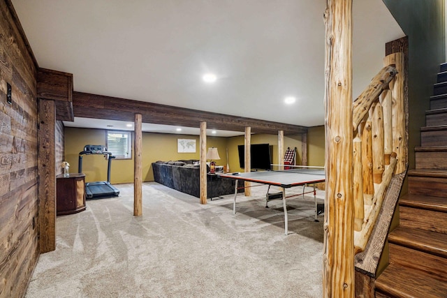 38985 337th Ln, Aitkin, MN 56431 - below grade area with stairs, carpet flooring, and recessed lighting