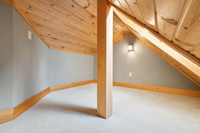 15193 Wilderness Trl, Crosslake, MN 56442 - bonus room featuring carpet floors, vaulted ceiling, and wood ceiling