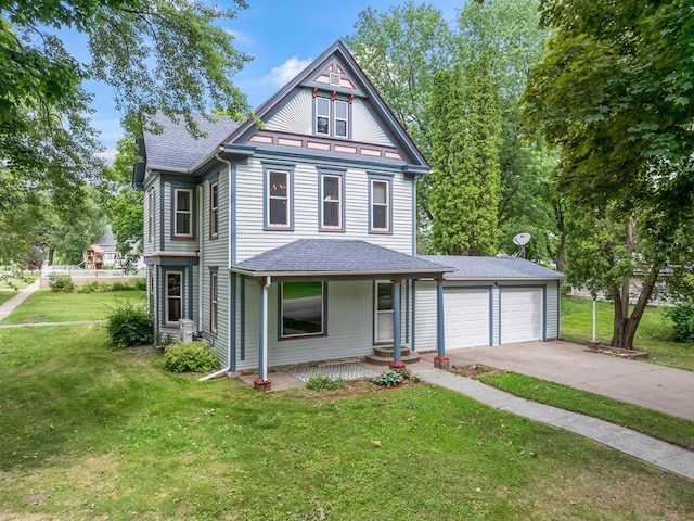 202 Cedar St, Pepin, WI 54759 - victorian house featuring a porch, a front yard, and roof with shingles