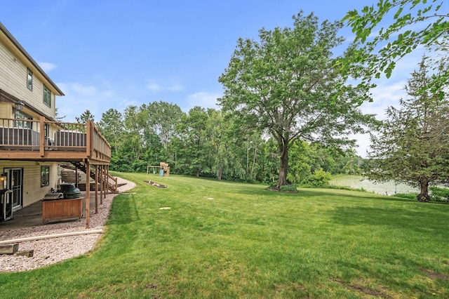 9950 204th Street Ct N, Forest Lake, MN 55025 - view of grassy yard with a wooden deck