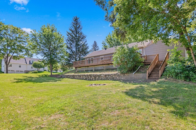 706 2nd Ave NW, New Brighton, MN 55112 - view of grassy yard featuring a wooden deck and stairs