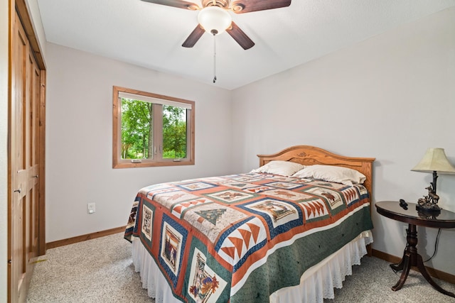 11100 Fisher Ln, Park Rapids, MN 56470 - bedroom with light carpet, ceiling fan, and a closet