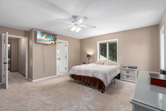 N6386 1317th St, Clifton Twp, WI 54021 - bedroom with light carpet, a textured ceiling, and a ceiling fan