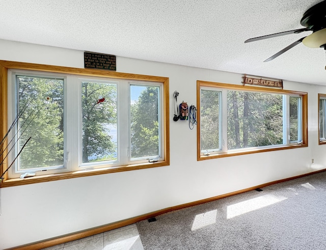 2890 216th St, Laketown Twp, WI 54853 - carpeted empty room featuring healthy amount of natural light, a textured ceiling, and ceiling fan