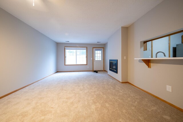 4316 Meghan Ln Unit 402, Eagan, MN 55122 - unfurnished living room featuring light carpet and a glass covered fireplace