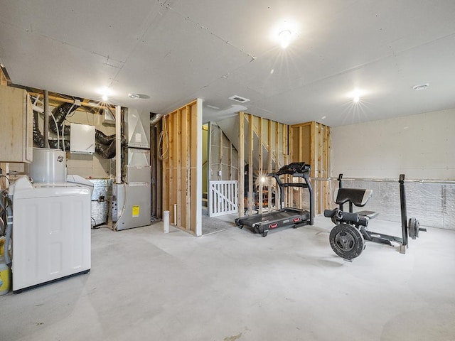 9185 Golden Pond Ln N, Monticello, MN 55362 - basement featuring washer / dryer and heating unit