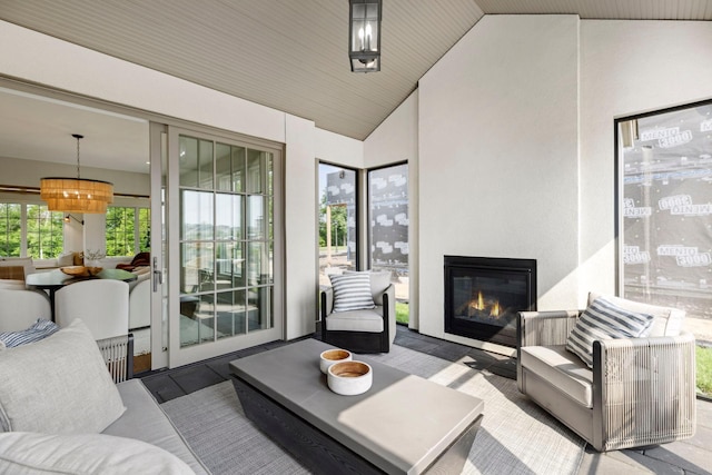956 Mississippi River Blvd S, Saint Paul, MN 55116 - living room featuring vaulted ceiling and a glass covered fireplace