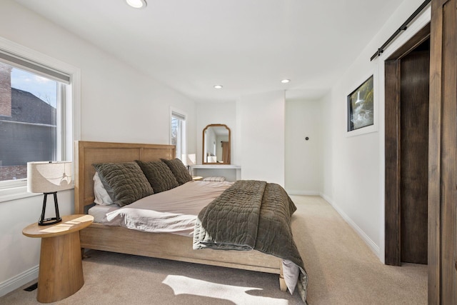 2807 Mckenzie Point Rd, Minnetonka, MN 55391 - bedroom featuring light carpet and recessed lighting