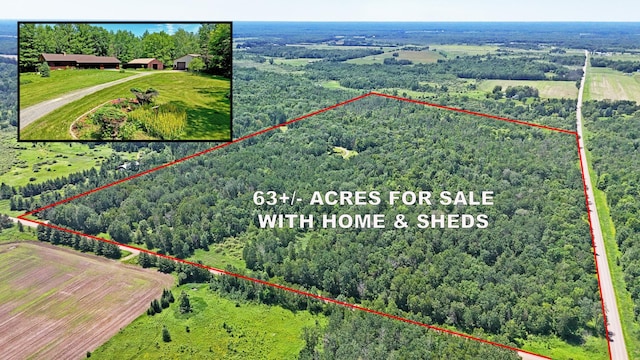 22761 105th Ave, Milaca, MN 56353 - aerial view of property's location with property boundaries highlighted and a forest