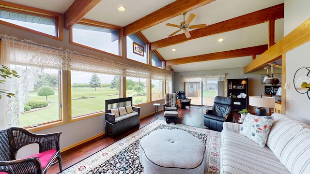 2017 Highland Ave, Albert Lea, MN 56007 - living area with wood finished floors, a ceiling fan, and recessed lighting
