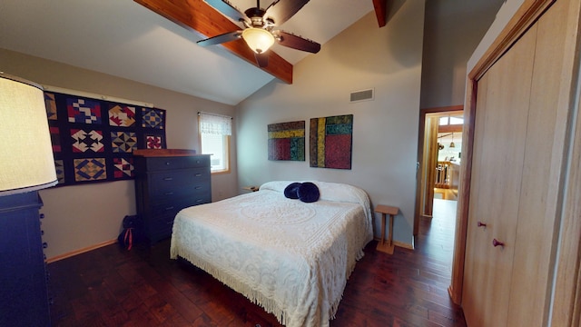 2017 Highland Ave, Albert Lea, MN 56007 - bedroom with dark wood-style flooring and a ceiling fan