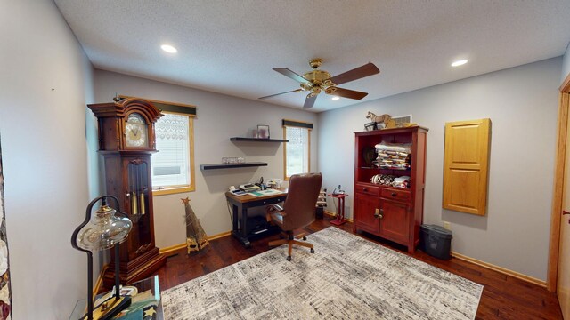 2017 Highland Ave, Albert Lea, MN 56007 - office area with a ceiling fan, recessed lighting, and dark wood-style floors