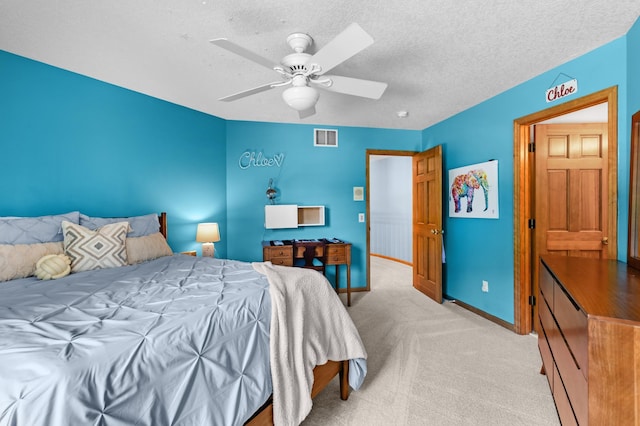 6354 Oxbow Bnd, Chanhassen, MN 55317 - carpeted bedroom with a textured ceiling and a ceiling fan