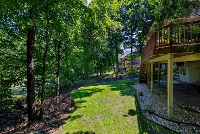 6354 Oxbow Bnd, Chanhassen, MN 55317 - view of green lawn with a playground and a deck