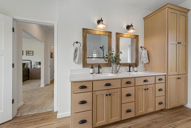 13827 Halstad Ave, Lonsdale, MN 55046 - bathroom with double vanity and wood finished floors