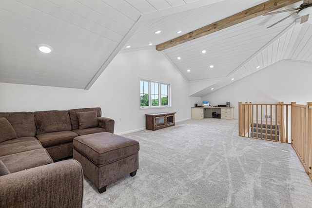 13827 Halstad Ave, Lonsdale, MN 55046 - carpeted living area featuring ceiling fan and recessed lighting