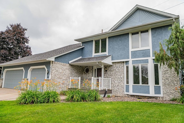 6262 Fernbrook Ln N, Maple Grove, MN 55311 - view of front facade featuring an attached garage, concrete driveway, a front yard, and stucco siding