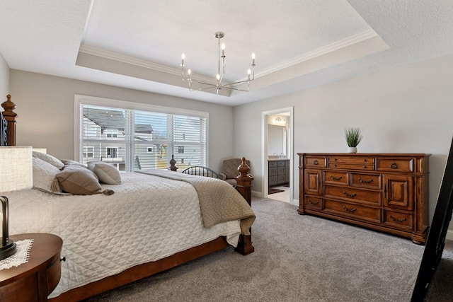 6333 Yuma Ln N, Maple Grove, MN 55311 - bedroom with a chandelier, ornamental molding, a raised ceiling, carpet flooring, and ensuite bathroom