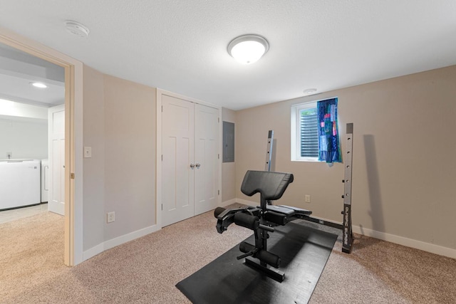 511 9th Ave SW, Faribault, MN 55021 - exercise area with washer and clothes dryer, carpet flooring, and electric panel