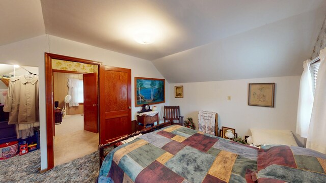 216 1st St, Kiester, MN 56051 - carpeted bedroom featuring vaulted ceiling