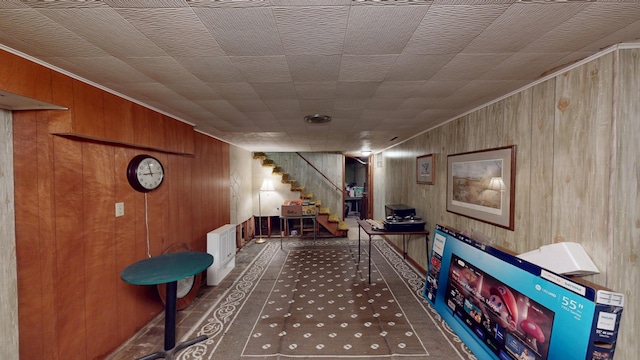216 1st St, Kiester, MN 56051 - recreation room with wooden walls and ornamental molding