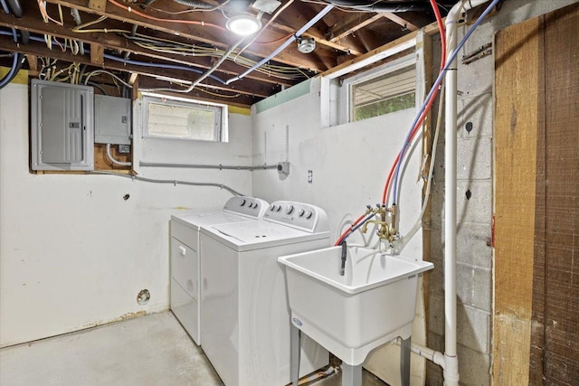 422 Jefferson Ave S, Edina, MN 55343 - laundry room with electric panel and washer and dryer