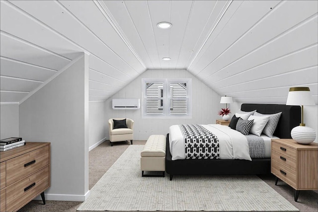 422 Jefferson Ave S, Edina, MN 55343 - bedroom with carpet, a wall unit AC, and vaulted ceiling