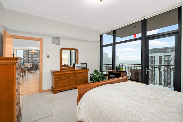 1120 2nd St Unit 1002, Minneapolis, MN 55415 - bedroom with carpet flooring, expansive windows, and access to exterior