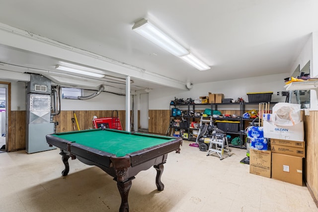 2735 Chisholm Ave N, Saint Paul, MN 55109 - recreation room with wood walls, tile patterned floors, wainscoting, and billiards table