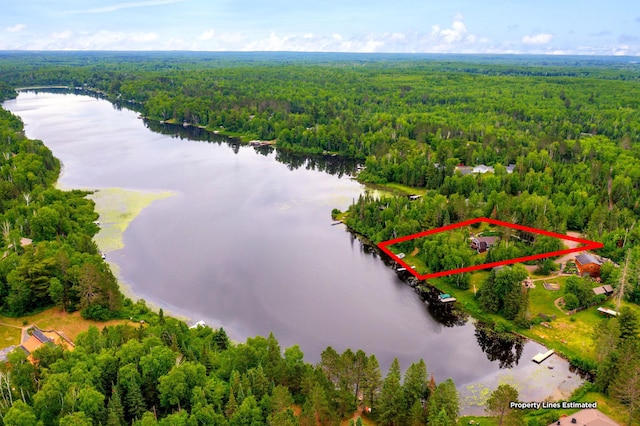 6618 Sumac Dr, Grand Lake Twp, MN 55803 - aerial view of property's location featuring a nearby body of water and property boundaries highlighted