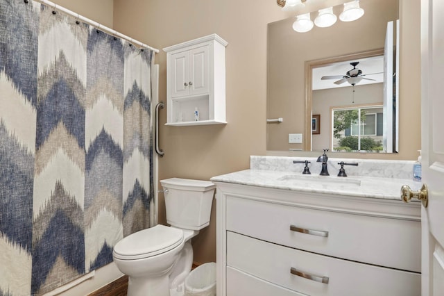 9775 Olive St NW, Coon Rapids, MN 55433 - bathroom with vanity, a ceiling fan, and a shower with curtain