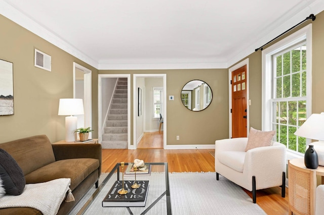 4604 39th St, Saint Louis Park, MN 55416 - living room featuring plenty of natural light, stairway, and wood finished floors