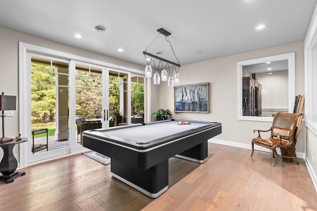 1595 Locust Hills Cir, Wayzata, MN 55391 - game room featuring billiards table, wood finished floors, and recessed lighting